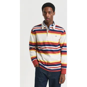 Pánské oblečení POLOKOŠILE GANT STRIPED HEAVY RUGGER MODERN RUST