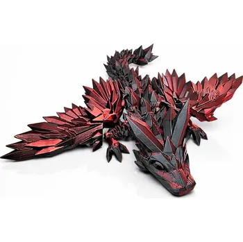 Flexi 3D mládě krystalového draka s křídly | Svíčkománie3D | Barva: Červeno-černá lesklá