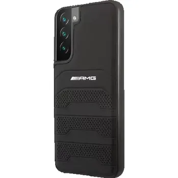 Pouzdro na mobilní telefon AMG Genuine Leather Perforated Zadní Kryt pro Samsung Galaxy S22+ černá (3666339043629)