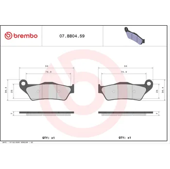Auto-moto Sada brzdových destiček, vždy 4 kusy v sadě BREMBO 07BB0459