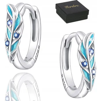 Náušnice Stříbrné Náušnice RYZOST 925 KOLEČKA OBRUČE Pírko STŘÍBRO KOLEČKA Dámské