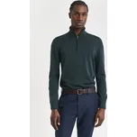 SVETR GANT EXTRAFINE MERINO WOOL HALF ZIP TARTAN GREEN