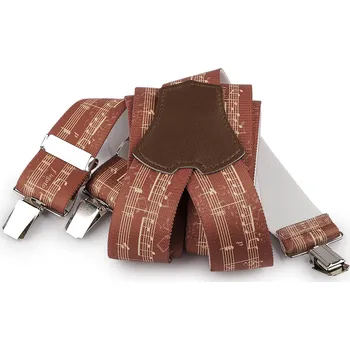 Kšandy Šle hudební šíře 4 cm délka 120 cm, velké, 9 hnědá noty