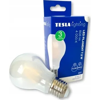 Žárovka TESLA- žárovka FILAMENT BULB E27, 7,2W, 806lm, 4000K denní bílá, mléčná