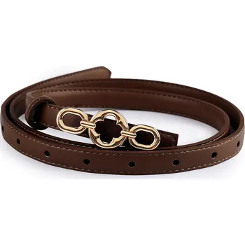 Opasek Dámský pásek šíře 13 mm, 18 mm, velké, 5 (šíře 13 mm) hnědá zlatá