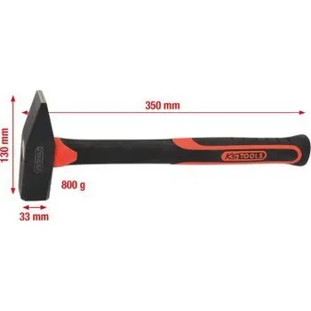 Kladivo KS Tools Zámečnické kladivo se sklolaminátovou násadou, 800 g 142.1381