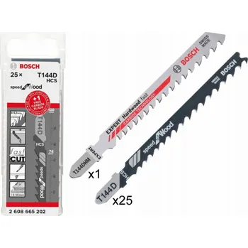 Bosch Professional 25x T 144 D + 1x Expert Hardwood Fast T 144 DHM pilový list do přímočaré pily (na dřevo, tvrdé dřevo, příslušenství do přímočaré pily)