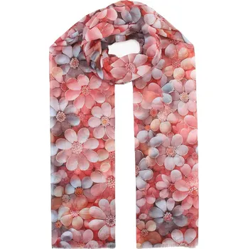 Šála Dámská šála vzor květ E-09557 barva: červená