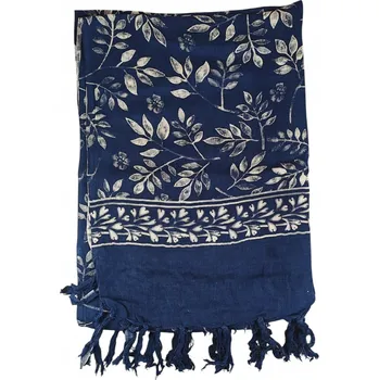 Šátek PAREO SARONG ŠÁTEK ŠATY NA PLÁŽ VELKÉ RYCHLESCHNOUCÍ námořnická modrá bílé listy