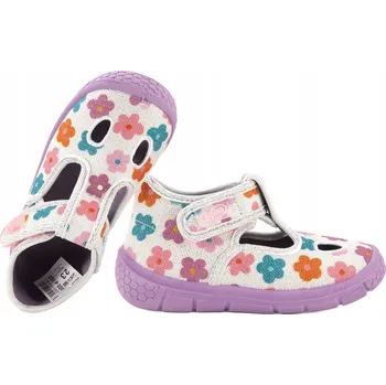 Dívčí bačkory BEFADO 630P020 DOMÁCÍ DÍVČÍ TEXTILNÍ PAPUČE PAPUČE SOFT na suchý zip 23 Bílá