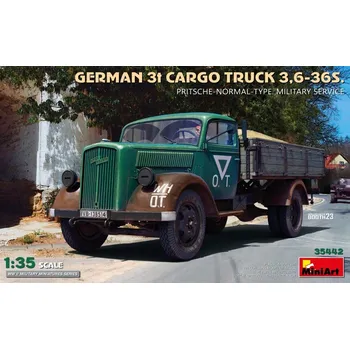 Plastikový model German 3T Cargo Truck 3,6-36S. Pritche-Normal-Type. Military Service - MiniArt 35442