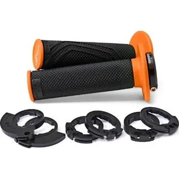 Zapalovací a žhavicí svíčka DoMINO řazení (gripy) (GRIPY) OFF ROAD D-LOCK 2T / 4T (s adaptéry plynu - KTM, HUSQVARNA, GASGAS, HONDA, KAWASAKI, SUZUKI, YAMAHA i INNE) barva černá/oranžová (DoMINO řazení (gripy) (GRIPY) OFF ROAD D-LOCK 2T / 4T (s adaptéry plynu - KTM, HUSQVARNA, GASGA