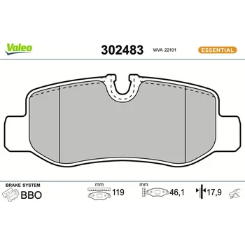 Brzdová destička Sada brzdových destiček, kotoučová brzda VALEO 302483