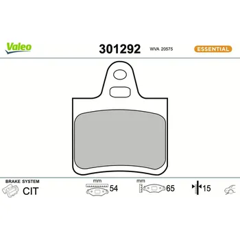 Brzdová destička Sada brzdových destiček, kotoučová brzda VALEO 301292