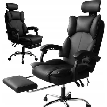 OTOČNÁ KANCELÁŘSKÁ ŽIDLE S PODNOŽKOU, ČERNÁ, MATERIÁL, KŘESLO K PSACÍMU STOLU