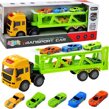 Dětské zboží Zelená přepravní odtahová souprava s autíčky se světly a zvuky