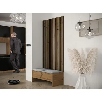 Obývací stěna Mirjan_zondo Předsíň Elara IV (dub artisan + černá + Manila 16)