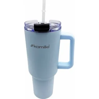 Termohrnek Kamille OCELOVÝ TERMOHRNEK 1200ML S RUKOJEŤEM A BRČKEM KM-2174