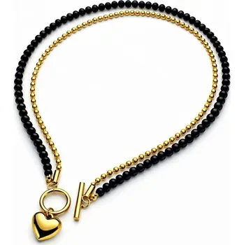 Náhrdelník Dámský náhrdelník srdce pozlacený křemen ocel ocel 316L Valentýn