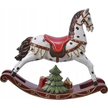 Obraz Figurka Houpacího koně Bílý Vánoční stromeček Dárky