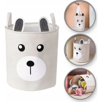 Úložný box ORGANIZÉR, ÚLOŽNÝ BOX NA HRAČKY, KOŠ NA PRÁDLO MEDVÍDEK BÉŽOVÝ 43L DĚTI