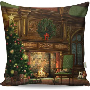 Dekorativní polštářek ASIR GROUP ASIR Polštář CHRISTMAS FIREPLACE 43 x 43 cm bavlna/polyester