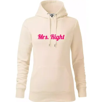 Dámská mikina Mrs Right - Mikina dámská Cape s kapucí - L ( Mandlová )