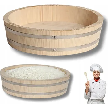 Dřevěná mísa na servírování hanigiri, kulatá mísa na chlazení rýže