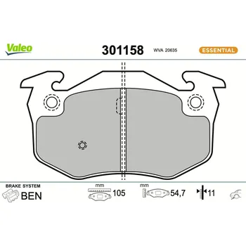 Brzdová destička Sada brzdových destiček, kotoučová brzda VALEO 301158