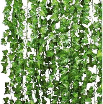 umělá květina 12X UMĚLÝ BŘEČŤAN NA ZEĎ BALKON ROSTLINA LISTY ZÁVĚSNÁ DEKORACE 25M