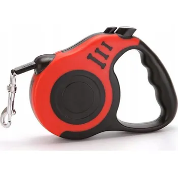 Vodítko pro psa VODÍTKO PRO PSA AUTOMATICKÉ S ROLOVACÍM ZÁMKEM PRO MAZLÍČKA 5 M 15 KG PEJSKA ČERVENÉ