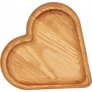 Obraz DŘEVĚNÁ MISKA PODLOŽKA SRDCE PRO SERVÍROVÁNÍ PŘEDKRMŮ DORTU VALENTÝN