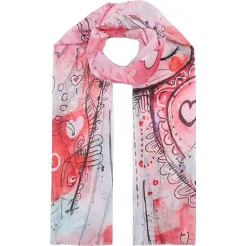 Šála Dámská šála vzor kočka E-09648 barva: růžová