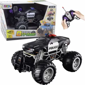 RC model auta LeanToys dálkově ovládané policejní terénní vozidlo RC 1:16 světla kouř