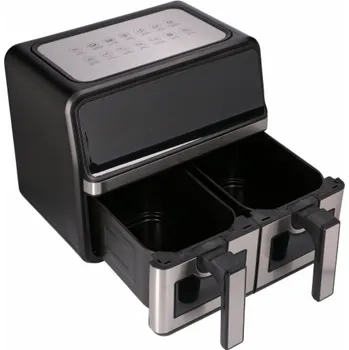 fritéza FUHAUS Horkovzdušná fritéza Extralink 9 l 2200 W, dvojitá komora, černá