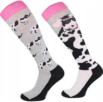 Dámské ponožky Veselé bavlněné ponožky na ježdění na koni Comodo SJBW - Veselá Kráva 31-34