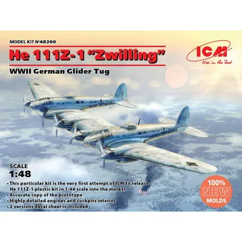 Plastikový model Heinkel He 111Z-1 'Zwilling' German WWII Glider Tug - ICM 48260