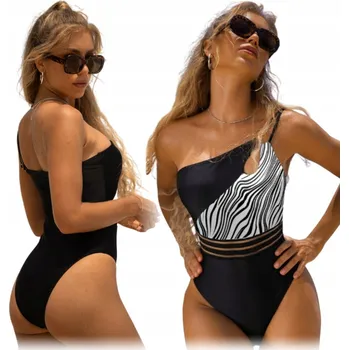 Dámské spodní prádlo PLAVKY ČERNÉ BÍLÉ SE ZEBRÍM VZOREM ZJEMŇUJÍCÍ POSTAVU S KOSTÍ DÁMSKÉ S