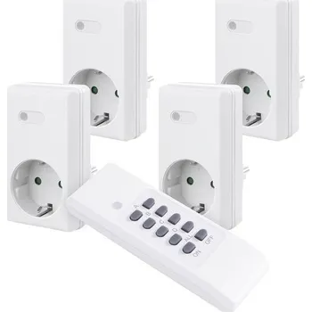 Sada bezdrátových zásuvek Perfect, 4x bezdrátové zásuvky, 1x bezdrátové dálkové ovládání, vnitřní,