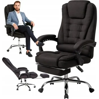 KANCELÁŘSKÁ OTOČNÁ ŽIDLE BOSS S PODNOŽKOU, ČERNÁ, KŘESLO K PSACÍMU STOLU