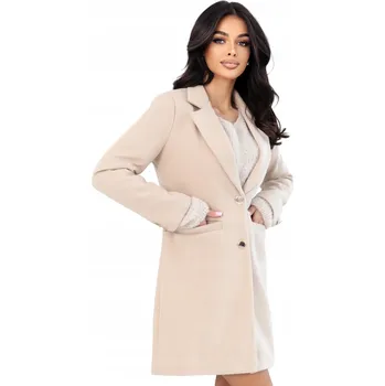 Dámský kabát Dámský krátký jarní elegantní kabát diplomatka bez kapuce béžový M