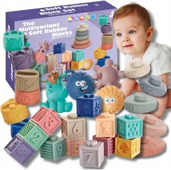 ostatní stavebnice Měkké Edukační Stavebnice Zvířata Čísla Vzory Barevné 27 Kusů