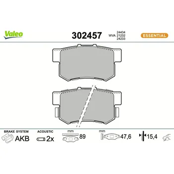 Brzdová destička Sada brzdových destiček, kotoučová brzda VALEO 302457