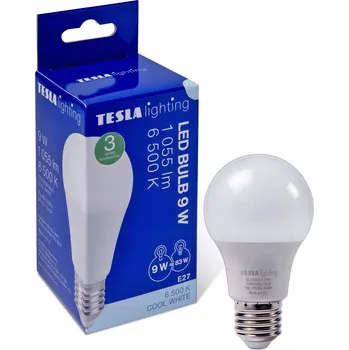 Žárovka TESLA- žárovka BULB E27, 9W, 1055lm, 6500K studená bílá
