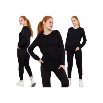 TEPLÁKOVÁ SOUPRAVA SOUPRAVA MÓDNÍ TEPLÁKOVKA DVOJDÍLNÁ DÁMSKÁ TEPLÁKOVÁ SOUPRAVA ČERNÁ VEL M