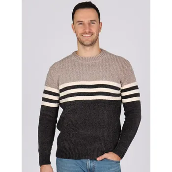 Pánská móda EVONA a.s. Pánský svetr PERUN béžovo/šedý - PERUN BEŽOVO/ŠEDÁ XL