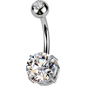 Piercing Šperky4U Piercing do pupíku - TITAN, barva: čirá - TIT1604-C