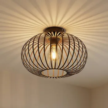 Svítidlo Stropní svítidlo Lindby Nahele, hnědá barva, kov, Ø 40 cm, E27 - Stříška - Ø 12 cm, výška 2,5 cm kávově hnědá 1 x 60 W - Doprava zdarma