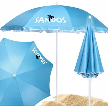 Slunečník Plážový slunečník zahradní balkonový skládací modrý UV filtr 160 cm polohovatelný