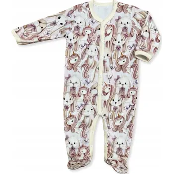 OVERAL overal na spaní, celopropínací, velikost 80, pyžamo pro holčičky - JEDNOROŽCI